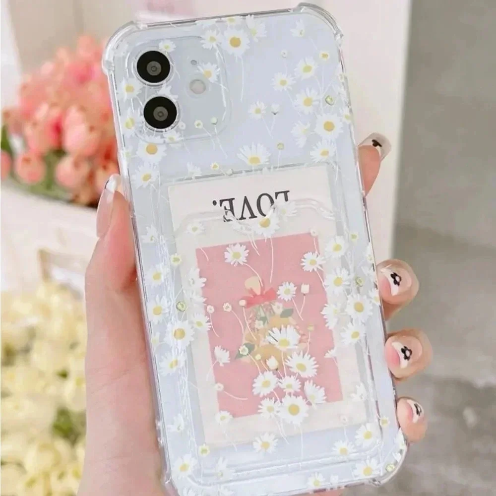 ⚠️Clearance iPhone 14/Pro/Pro Max Floral Clear Phone Case With Card Slot - Picture 1 of 4